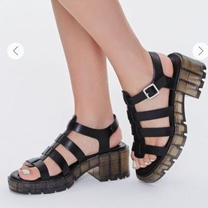 Forever 21 caged platform block heels